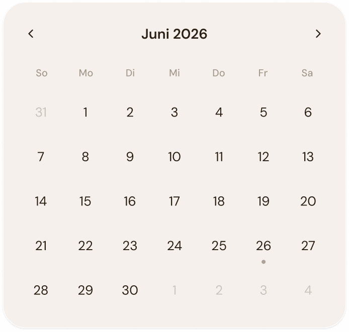 Monatskalender – eine Aufgabe auf ein Datum legen