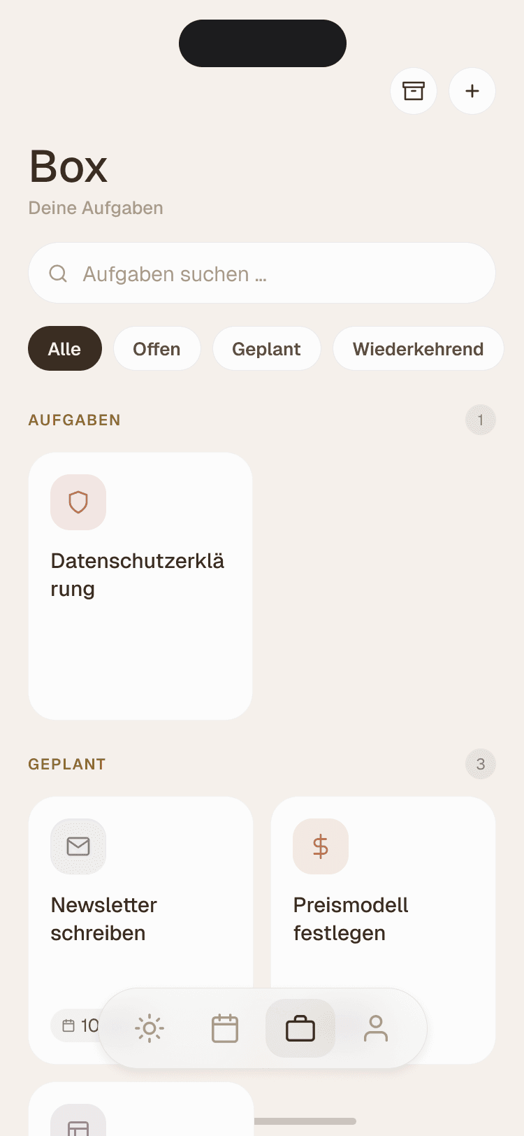 Dayo – Box-Ansicht