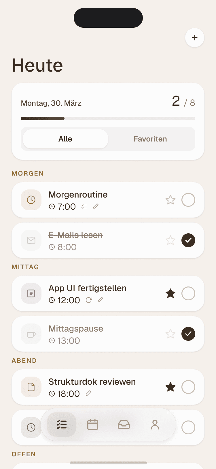Dayo – Heute-Ansicht