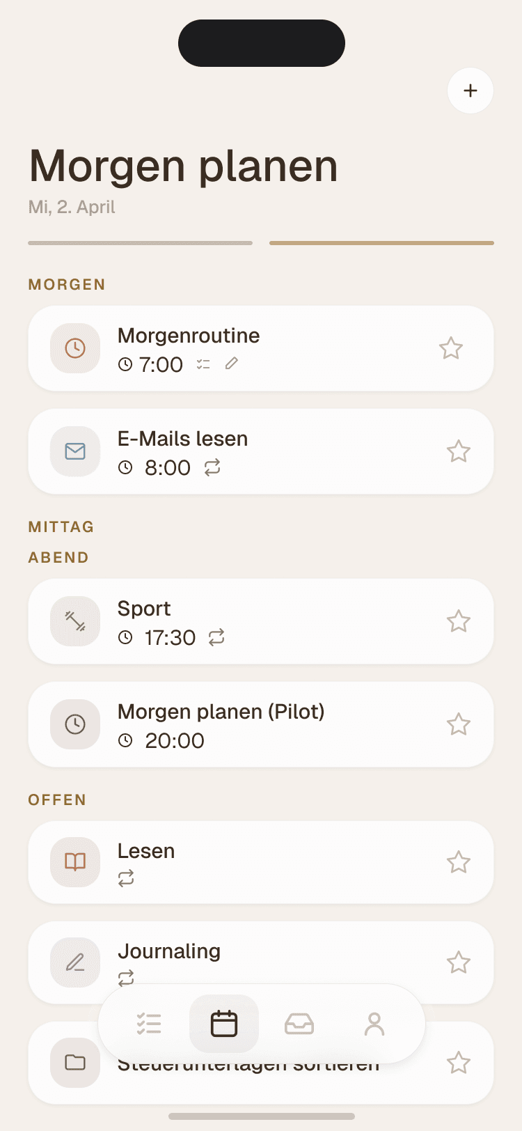 Dayo – Morgen-Planung
